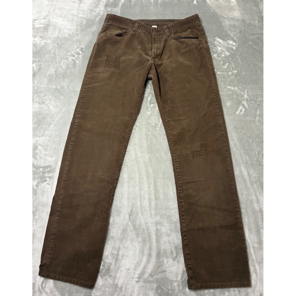 Ecko Unltd Mens Brown Corduroy Distressed Straight Leg Pants Size 34 x 31.5